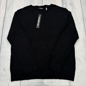 NWT KARL LAGERFELD‎ Paris Crewneck Sweater XL Black Geometric Pullover Mens $99